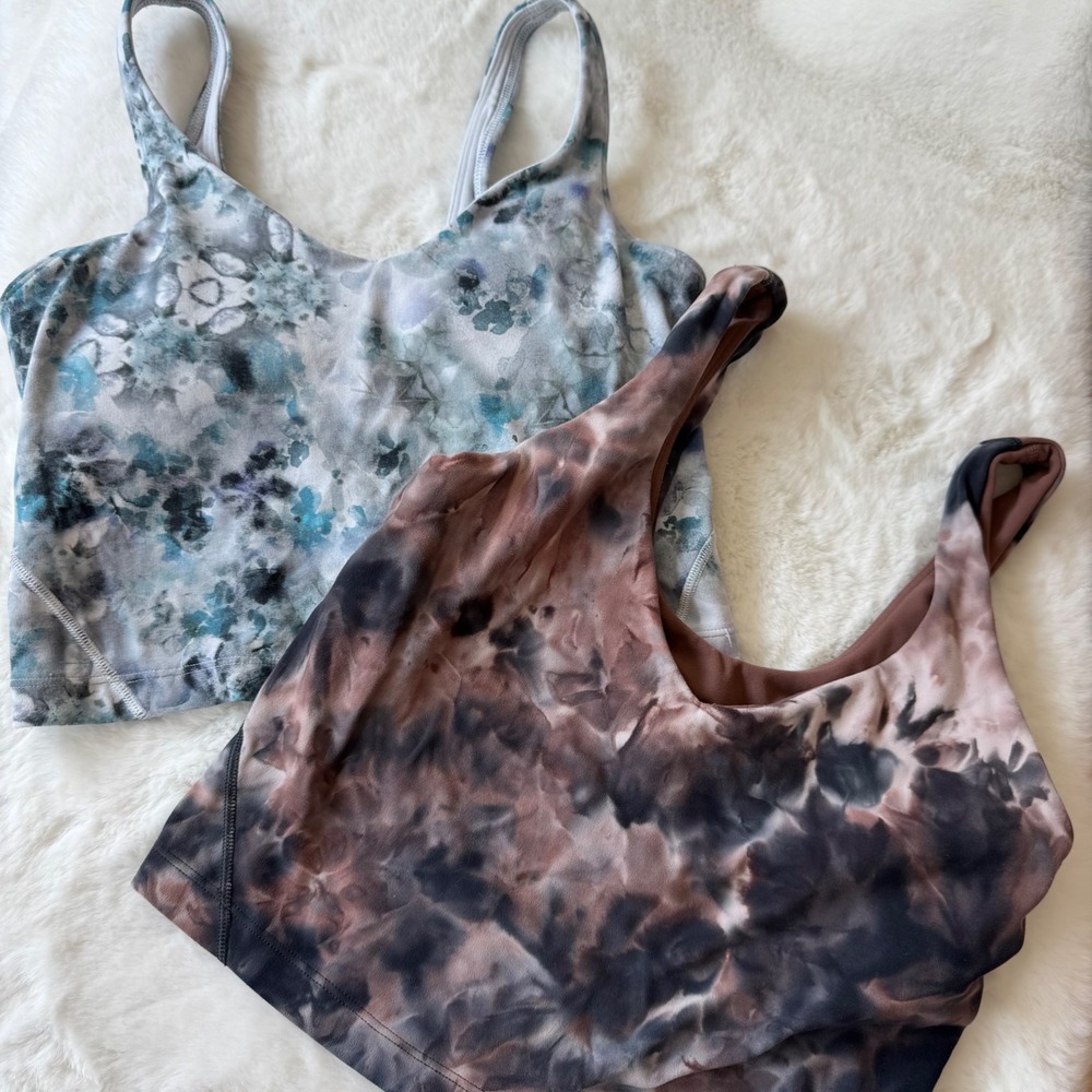 Lululemon Align Tank Top Bundle Size 4 Nulu Tie Dye Kaleidoscope Blue Brown 2pc